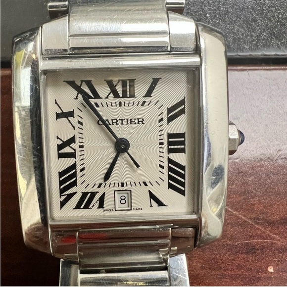 CARTIER TANK FRANCAISE AUTOMATIC STAINLESS STEEL 28mm WATCH - Picture 7 of 13